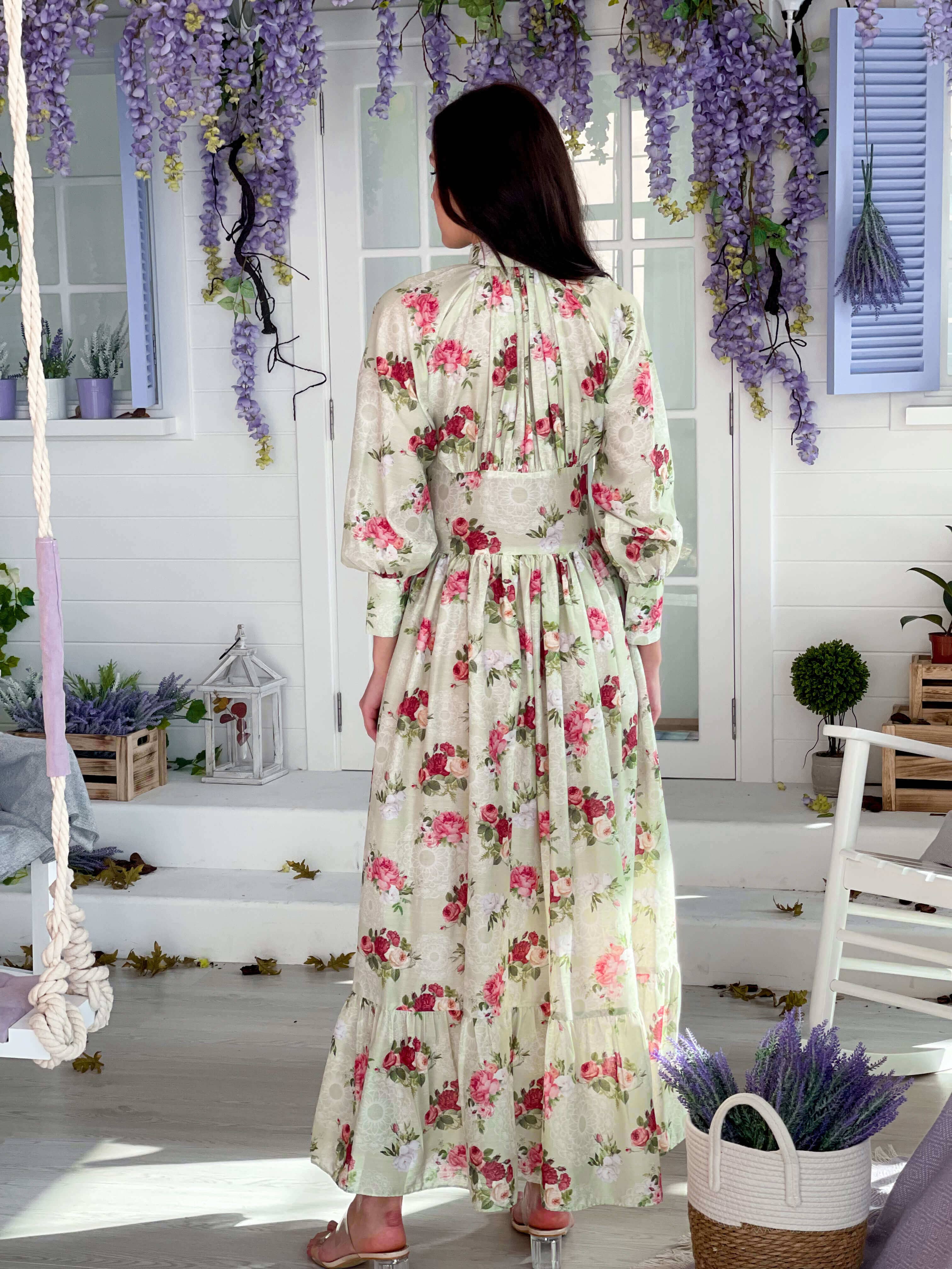 Rococo Pastel Green Floral Dress