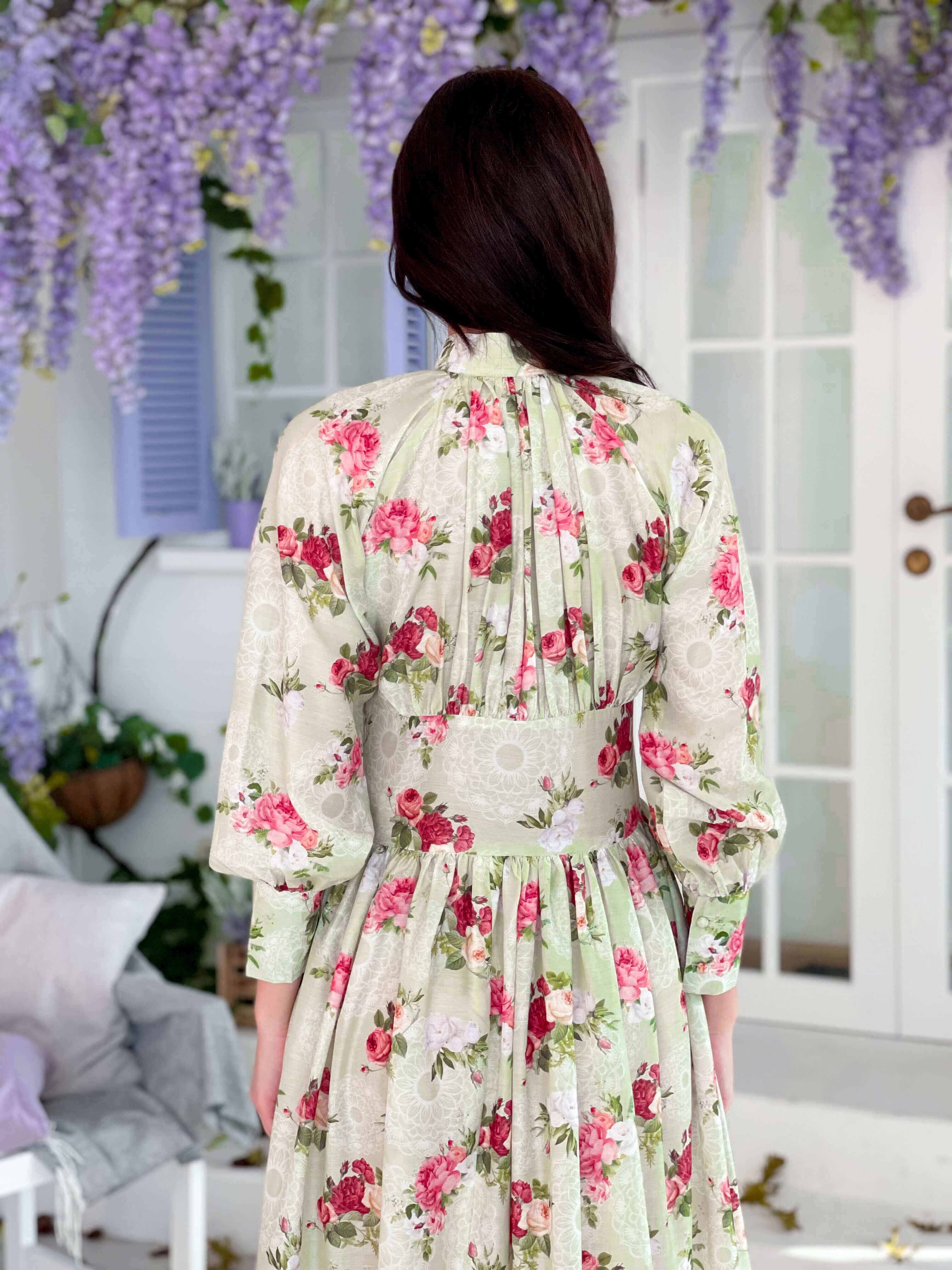 Rococo Pastel Green Floral Dress