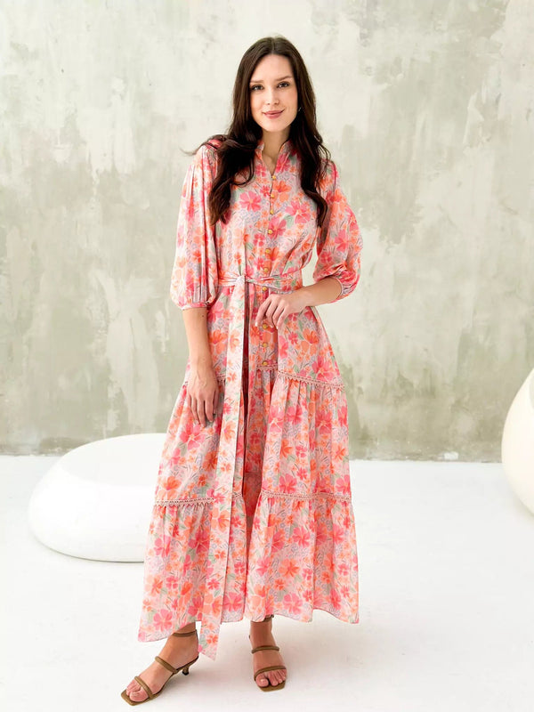 Rozella Long Floral Dress Dresses  - Sowears