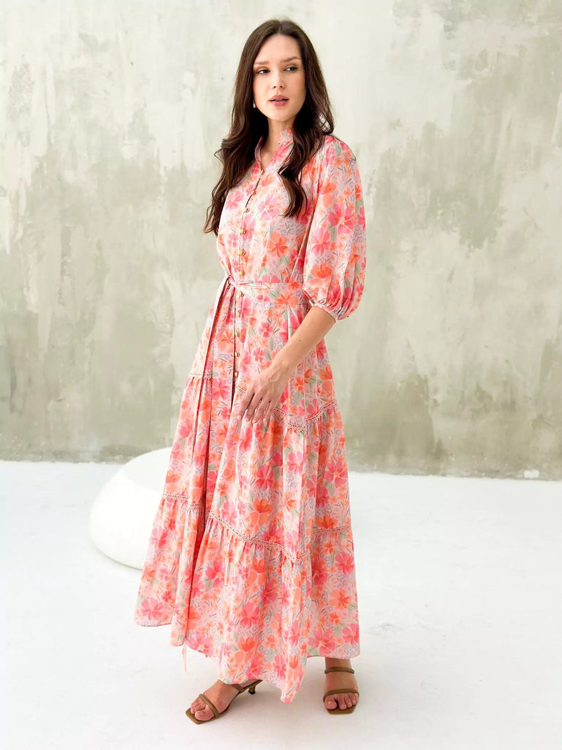 Rozella Long Floral Dress Dresses  - Sowears