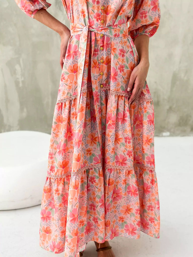 Rozella Long Floral Dress Dresses  - Sowears