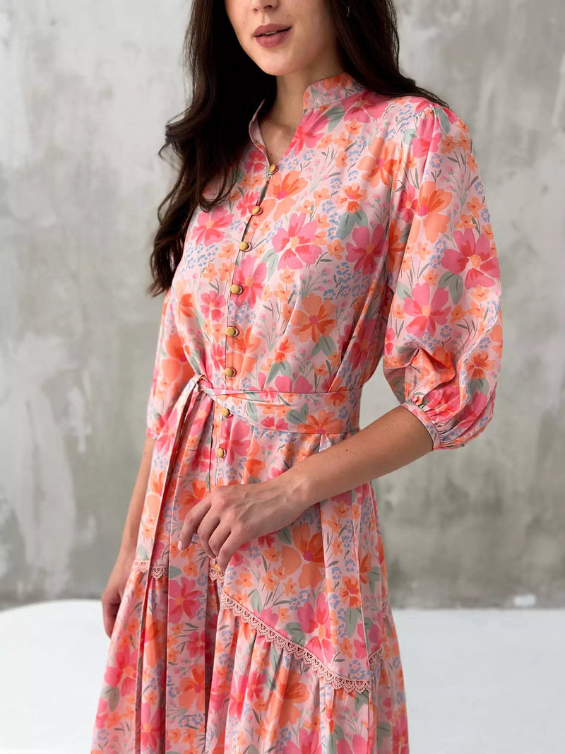 Rozella Long Floral Dress Dresses  - Sowears