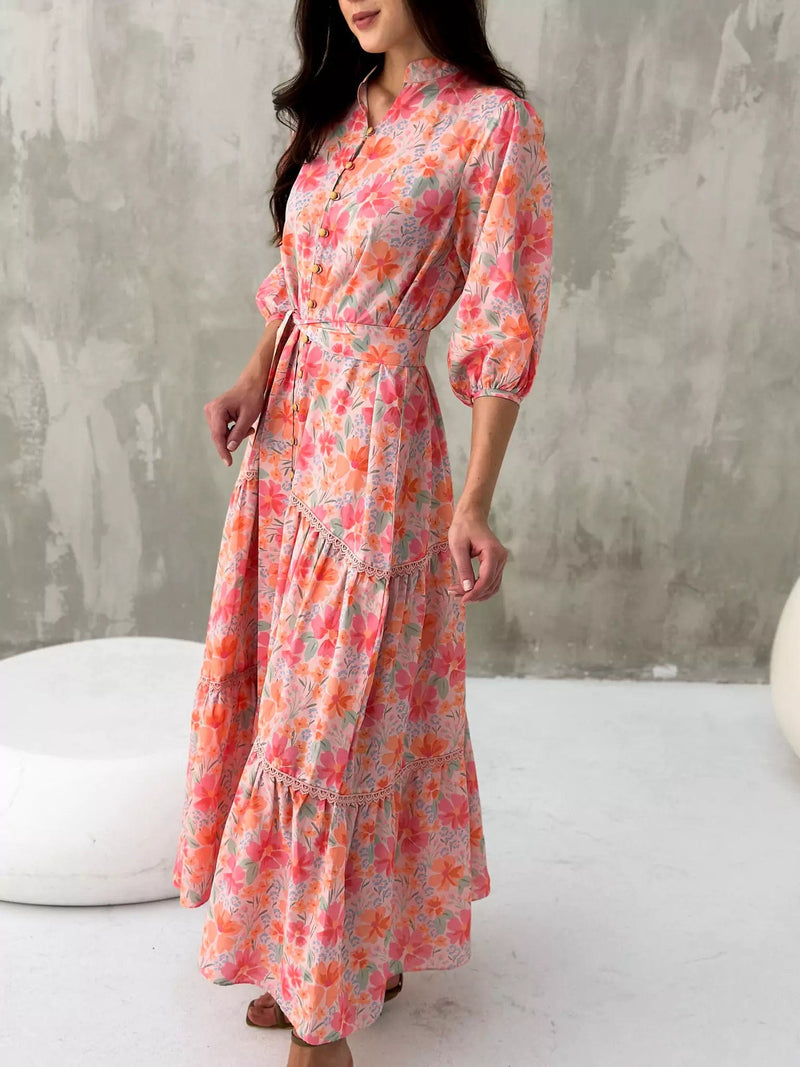 Rozella Long Floral Dress Dresses  - Sowears