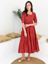 Rusty Cotton Dress Dresses  - Sowears