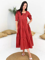 Rusty Cotton Dress Dresses  - Sowears