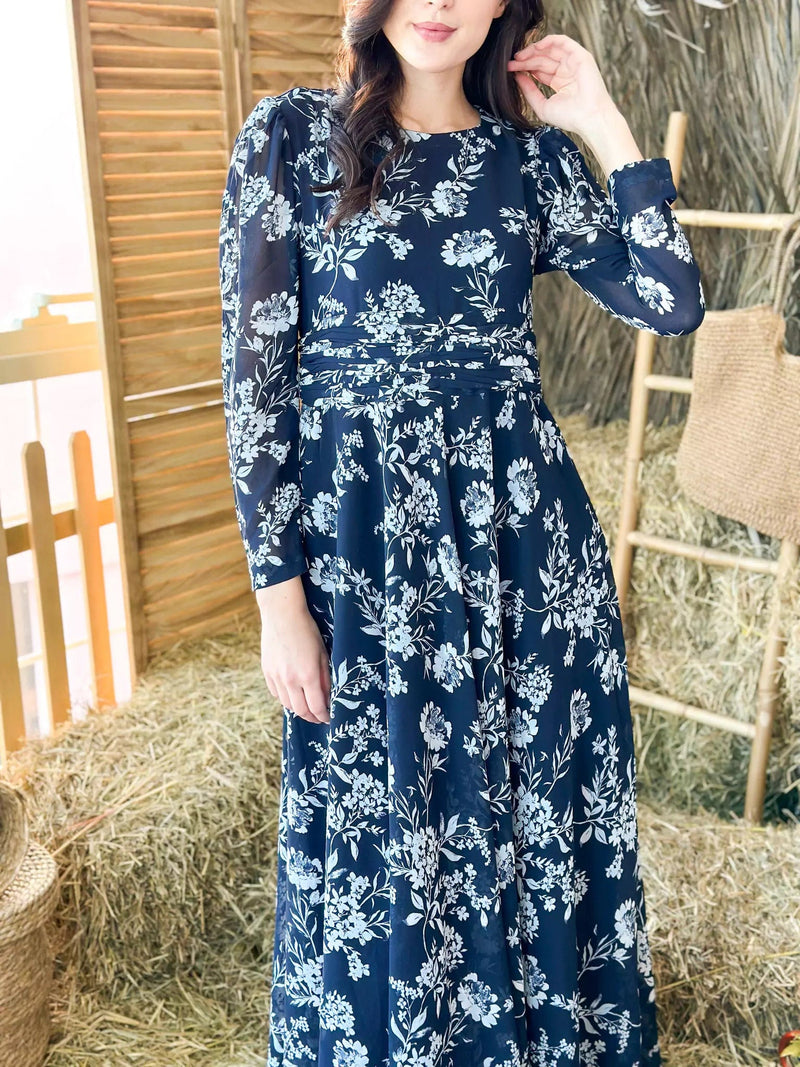 Sapphire Breeze Blue Floral Dress Dresses  - Sowears