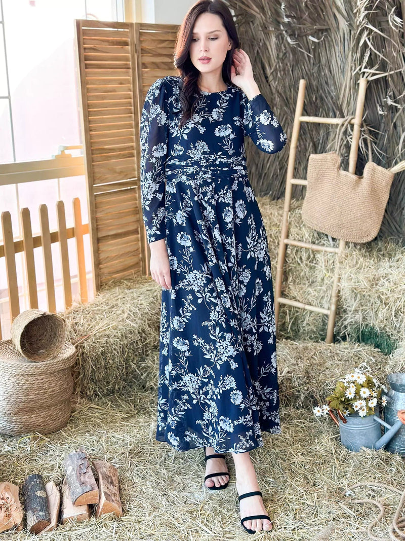 Sapphire Breeze Blue Floral Dress Dresses  - Sowears