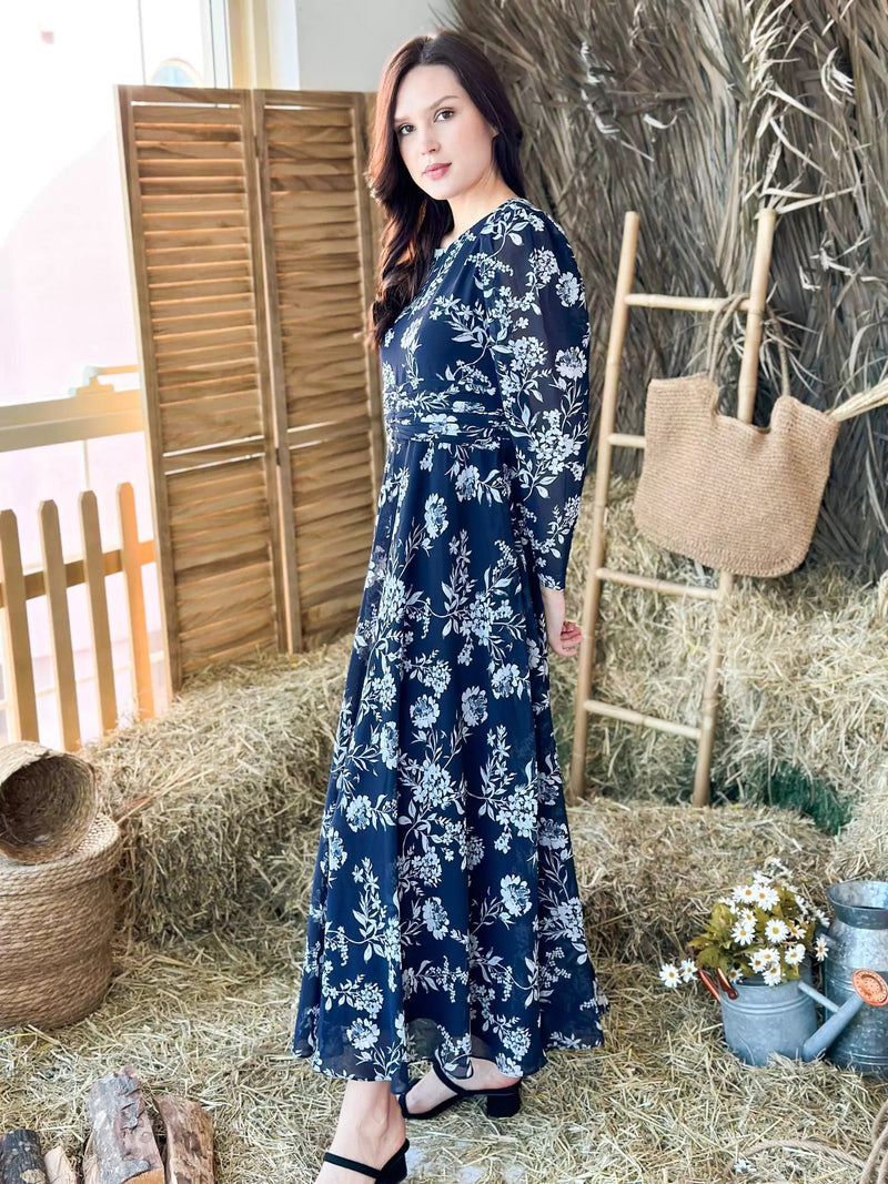 Sapphire Breeze Blue Floral Dress Dresses  - Sowears