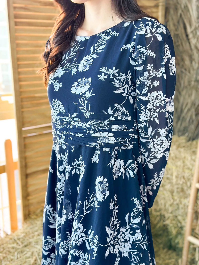 Sapphire Breeze Blue Floral Dress Dresses  - Sowears