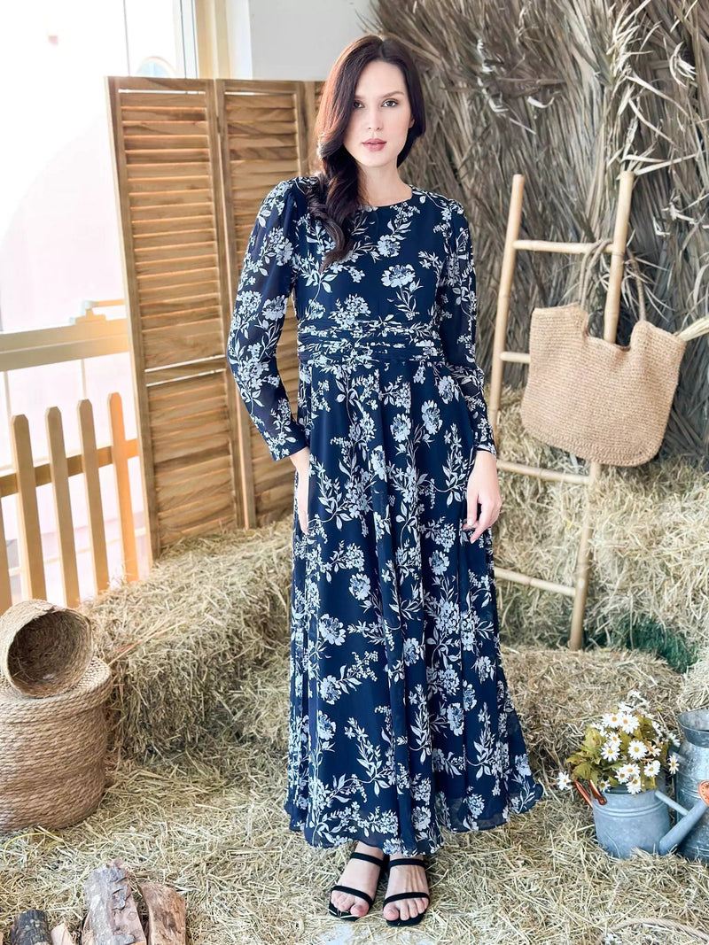 Sapphire Breeze Blue Floral Dress Dresses  - Sowears