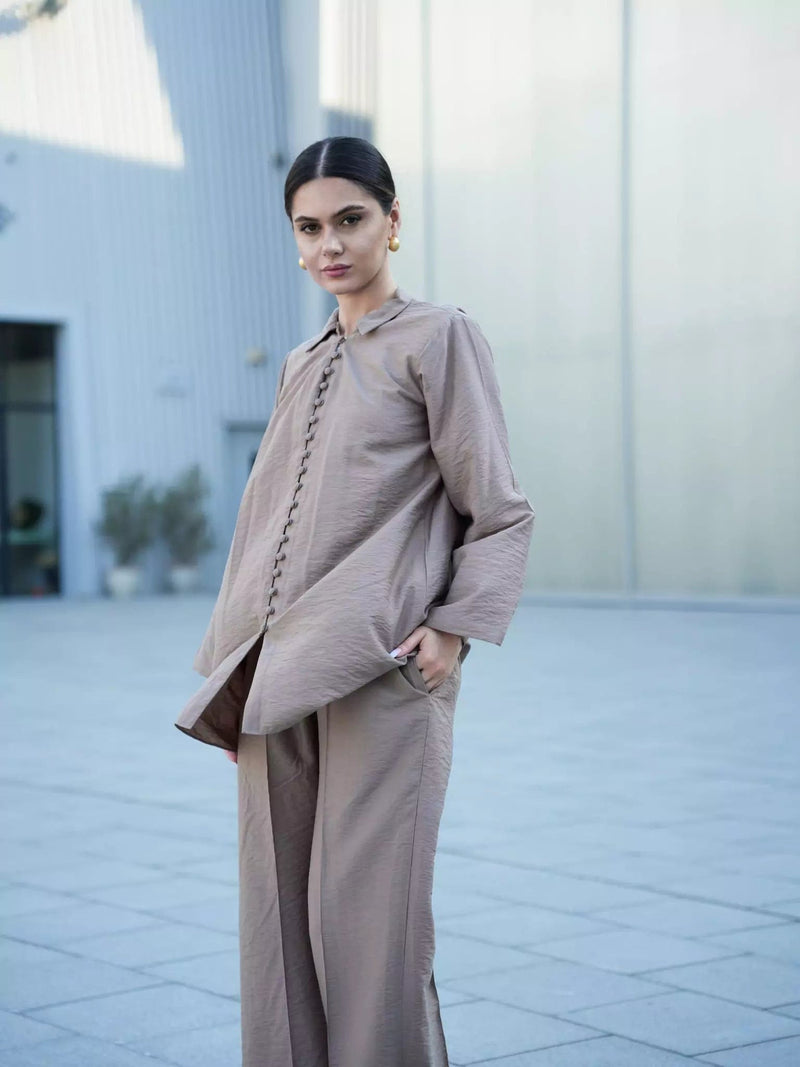 Sepia Linen Shirt Dresses  - Sowears