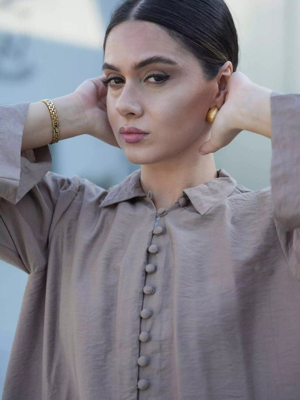 Sepia Linen Shirt Dresses  - Sowears