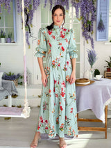 Sicily - Pastel Green Floral Dress Dresses  - Sowears