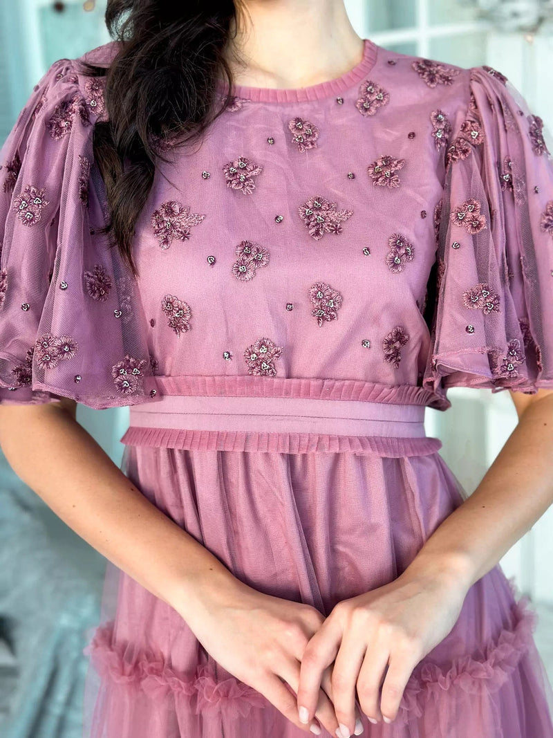 Stella Frill Maxi Dress - Mauve Dresses  - Sowears