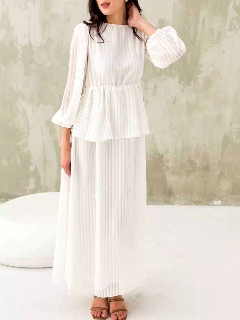 Stria White Dress Dresses  - Sowears