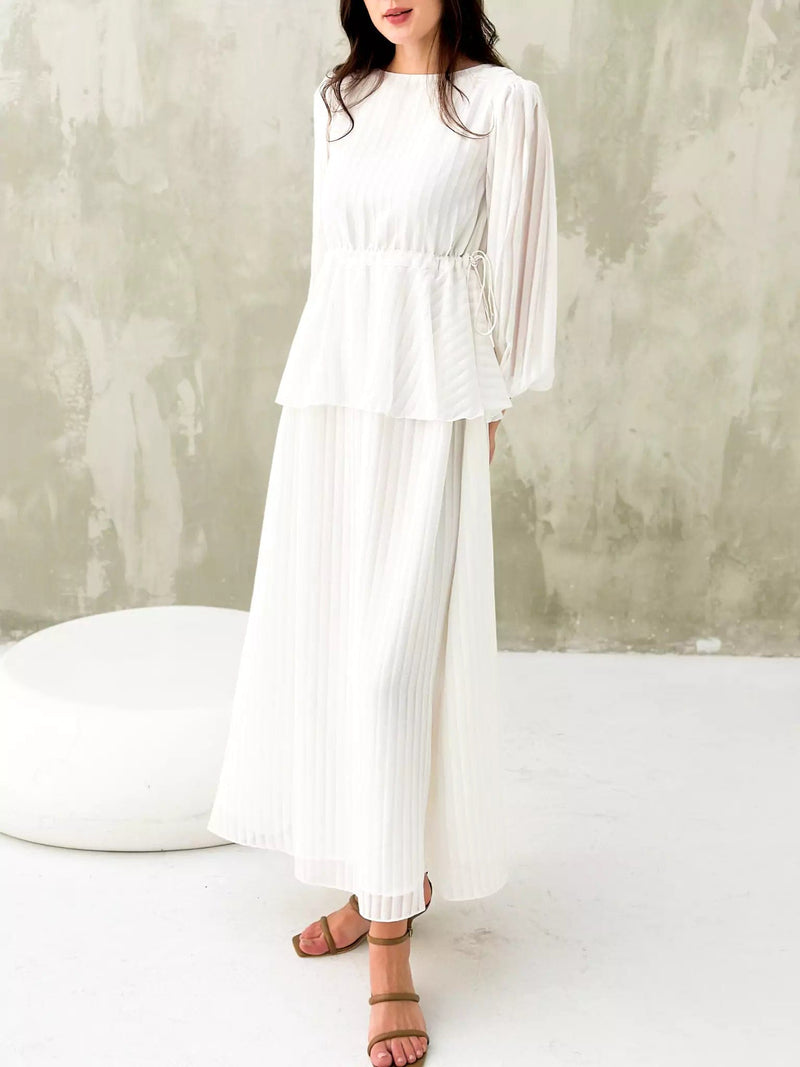 Stria White Dress Dresses  - Sowears