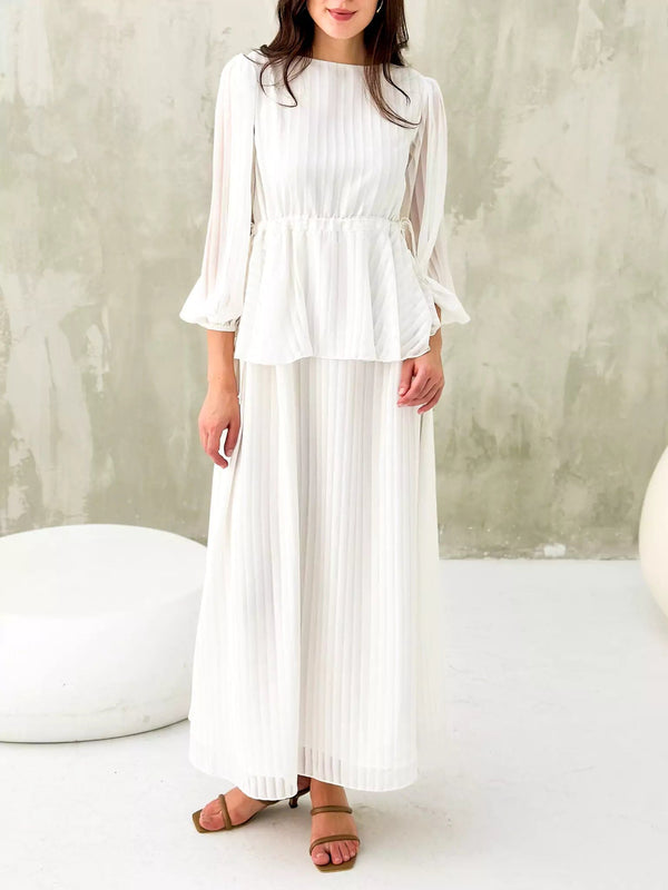 Stria White Dress Dresses  - Sowears