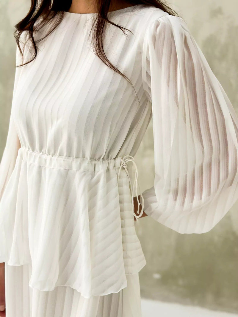 Stria White Dress Dresses  - Sowears