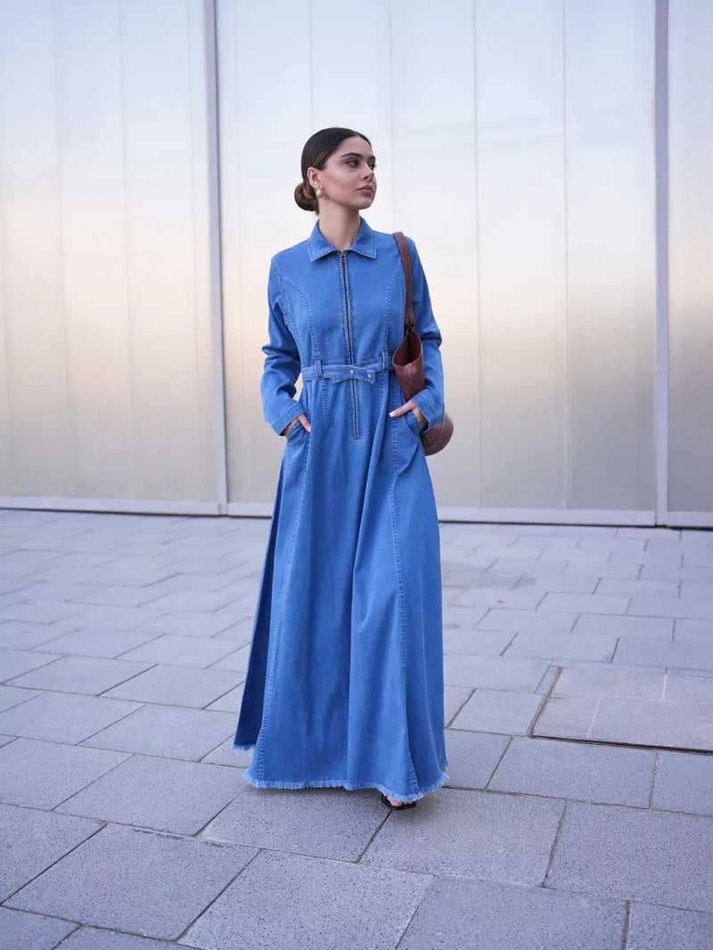 Swifty Denim Long Dress Dresses  - Sowears