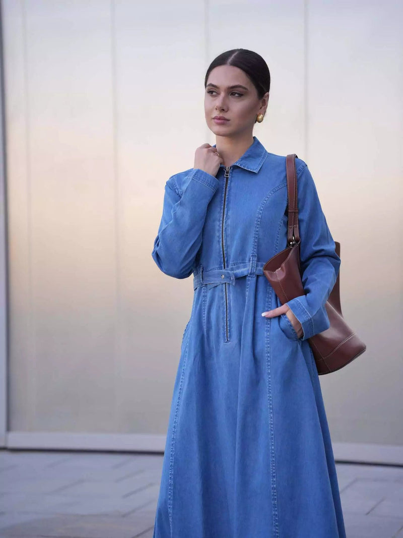 Swifty Denim Long Dress Dresses  - Sowears