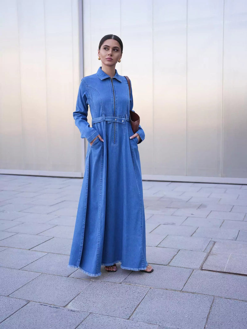 Swifty Denim Long Dress Dresses  - Sowears