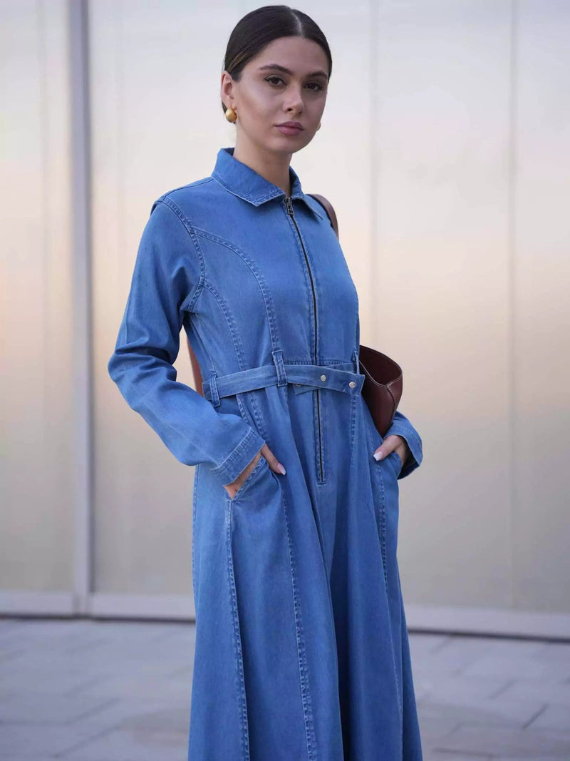 Swifty Denim Long Dress Dresses  - Sowears