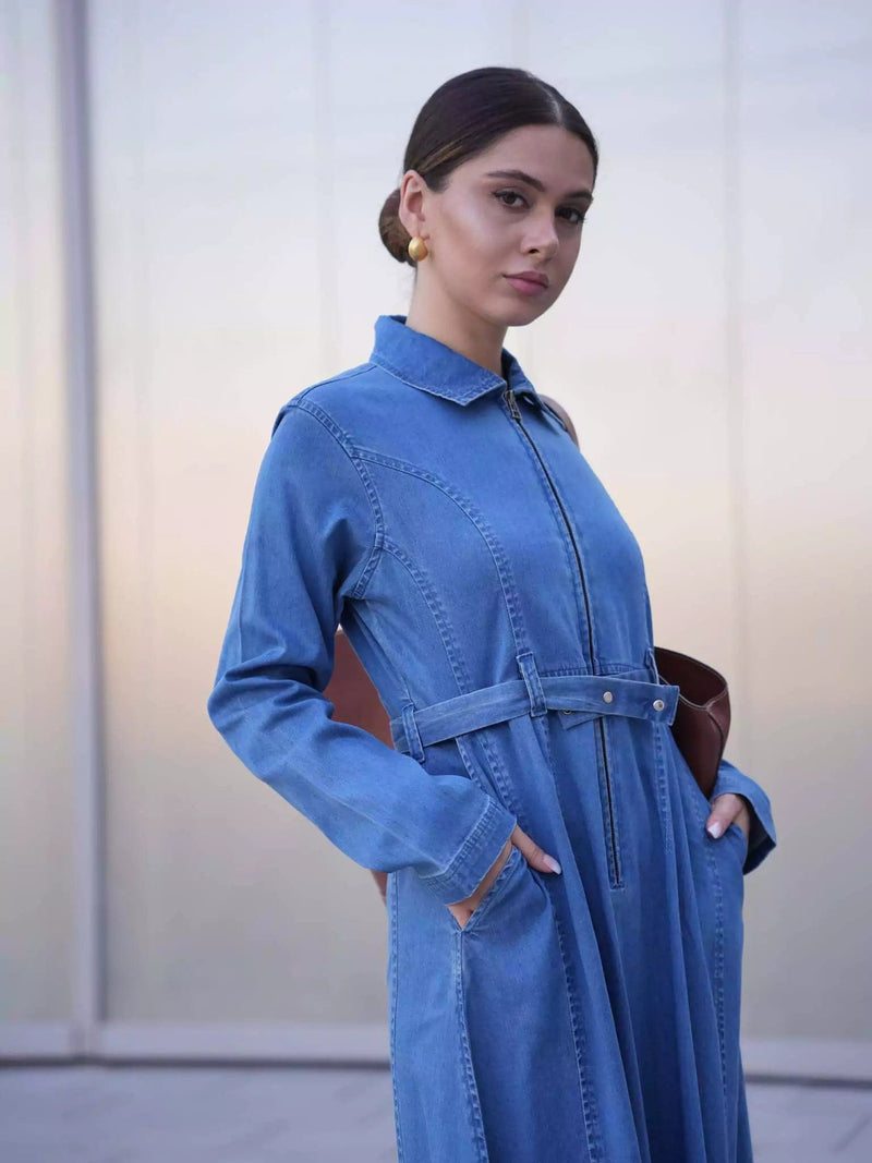 Swifty Denim Long Dress Dresses  - Sowears