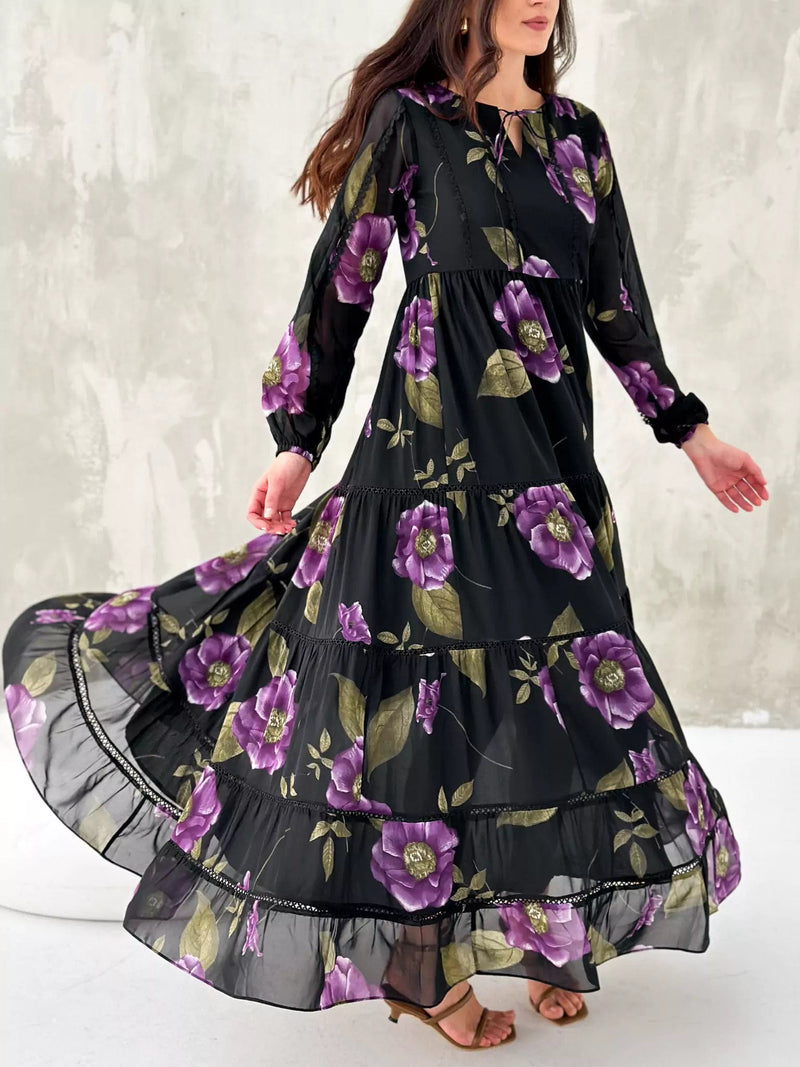 Thistle Floral Lace Long Dress Dresses  - Sowears