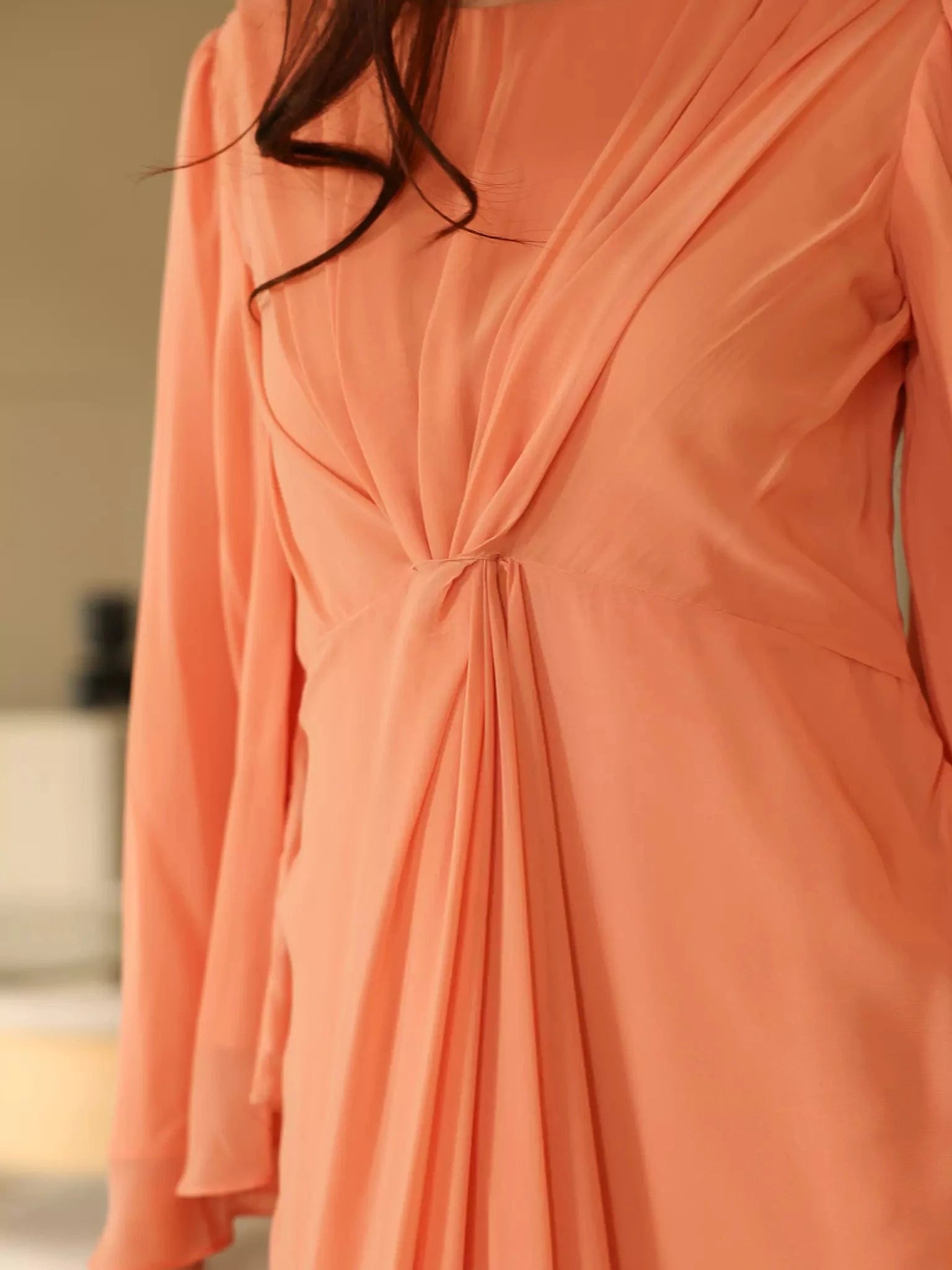 Twistal Peach Long Dress