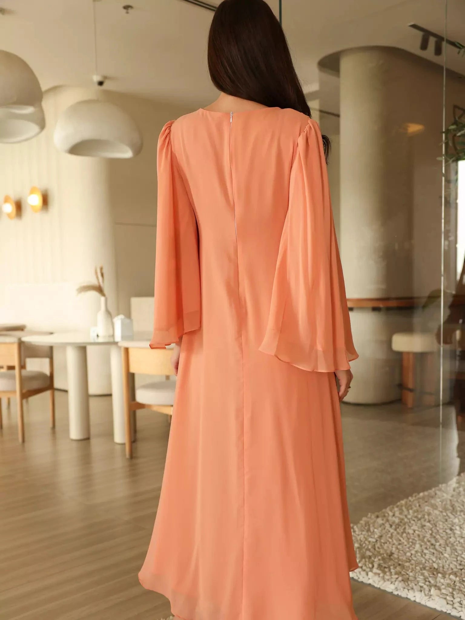Twistal Peach Long Dress
