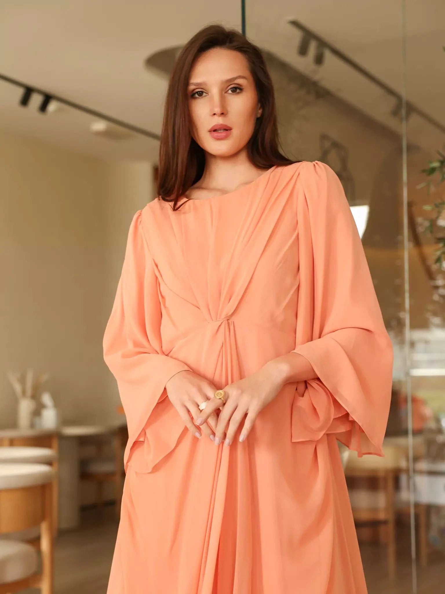 Twistal Peach Long Dress