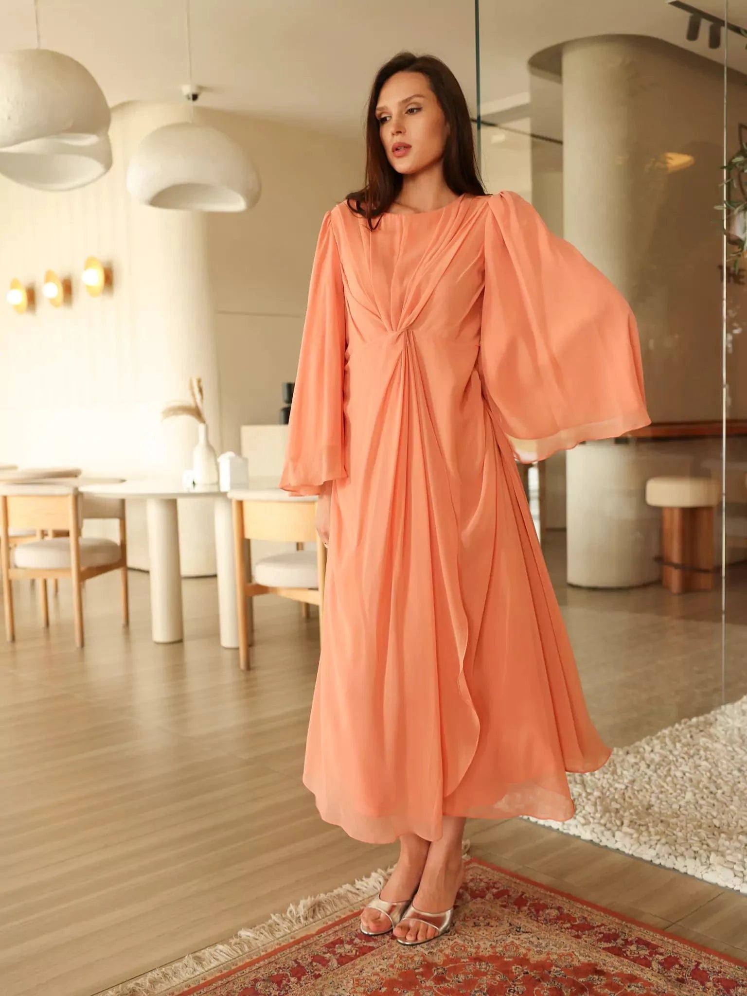 Twistal Peach Long Dress