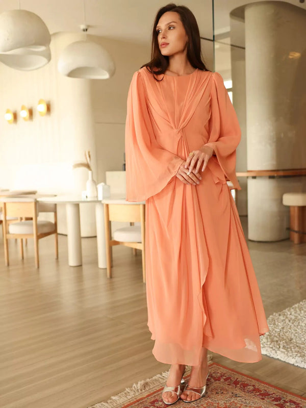Twistal Peach Long Dress Twistal Peach Long Dress