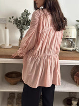 Vela Peach Draw String Shirt Dresses  - Sowears