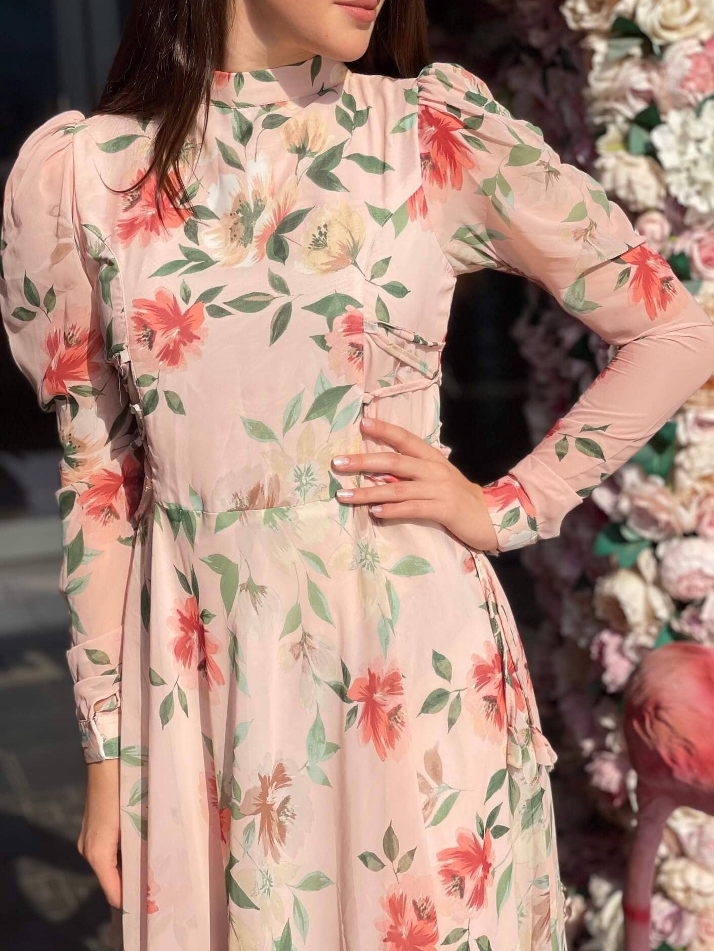 Stella Rossa Peach Chunky Floral Dress