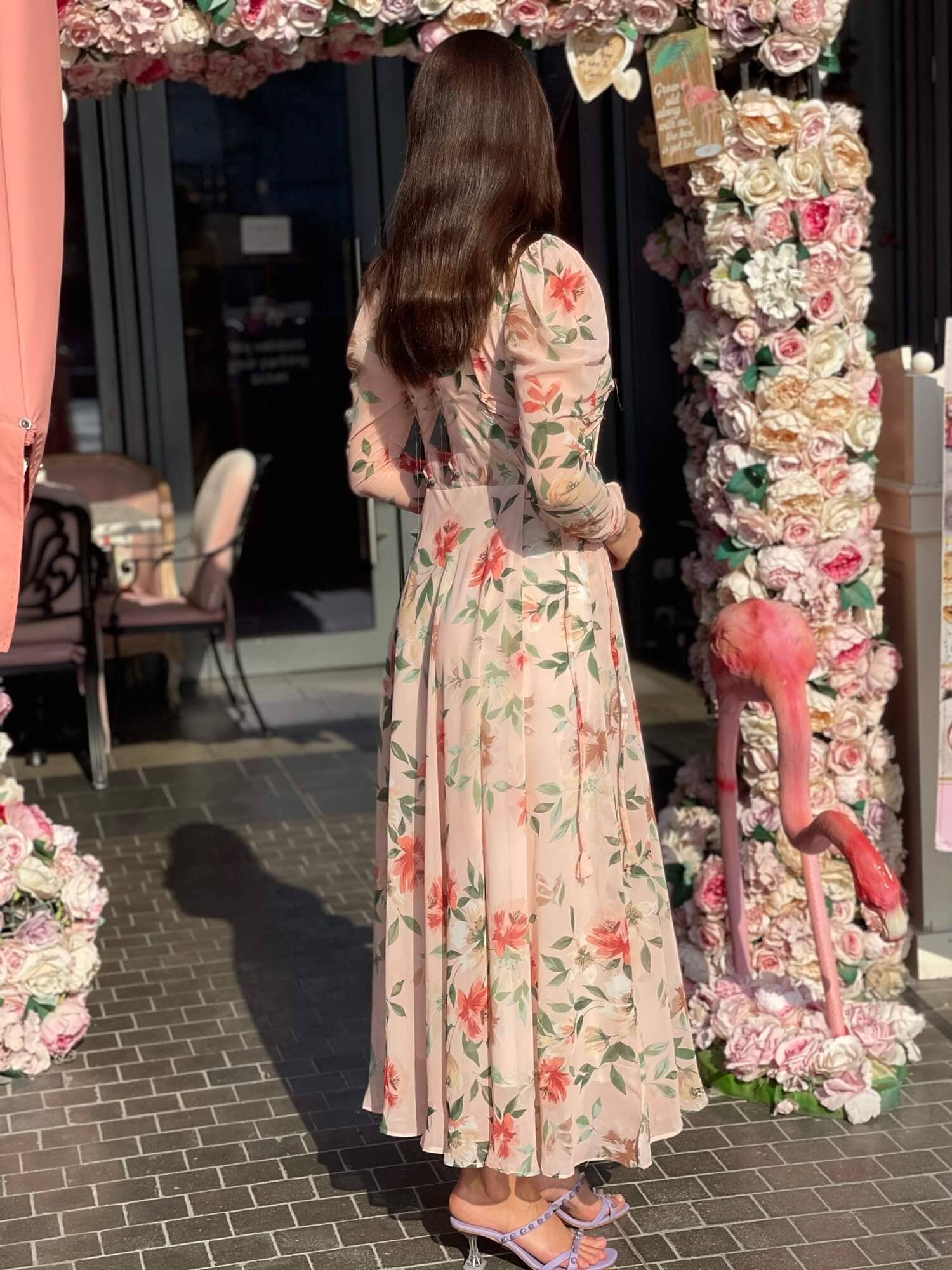 Peach Frock N Frill Floral Printed Maxi Dress New 10