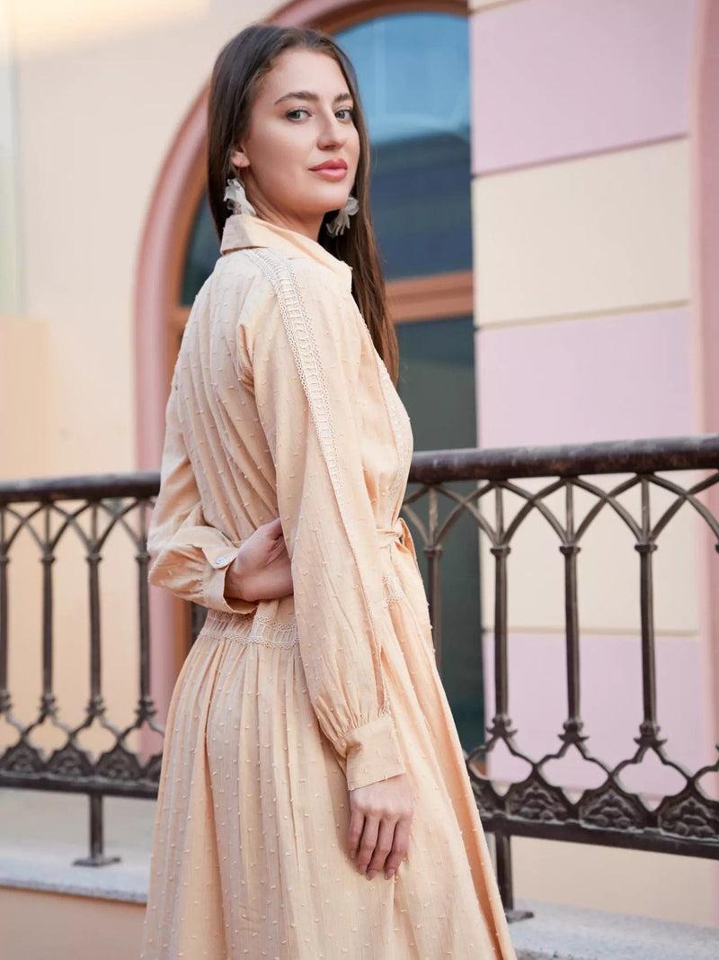 Viola Beige Long Dress Dresses  - Sowears