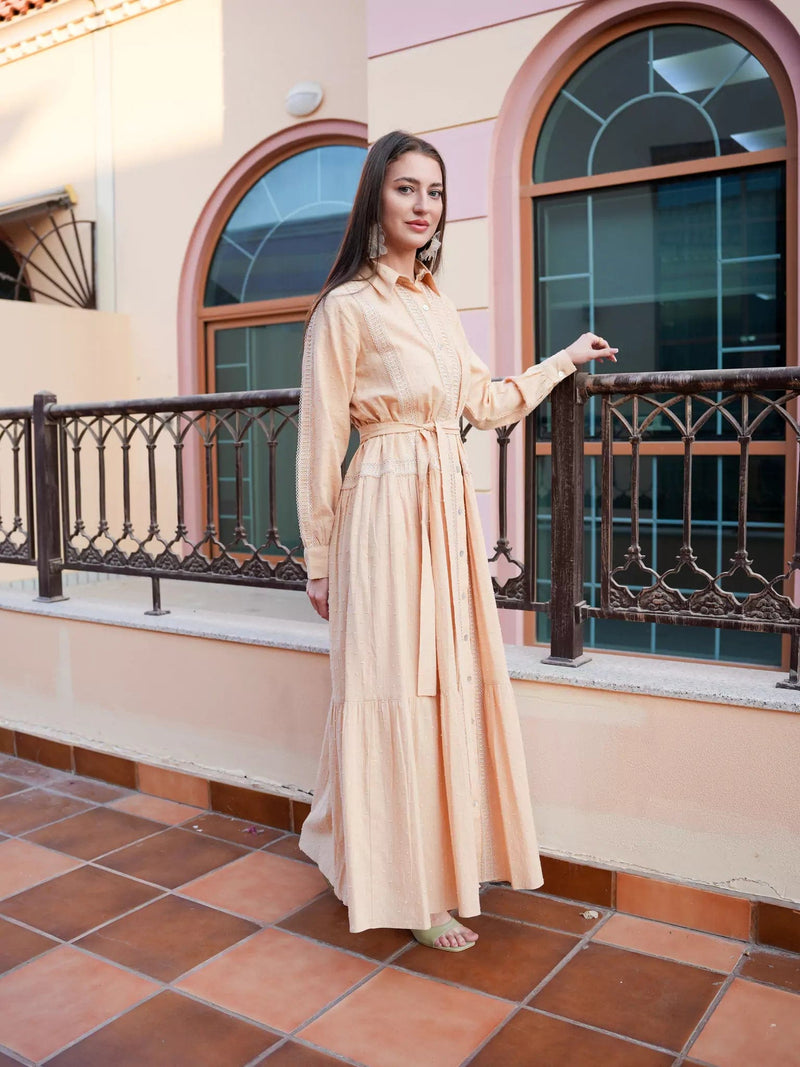 Viola Beige Long Dress Dresses  - Sowears