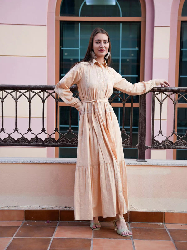 Viola Beige Long Dress Dresses  - Sowears