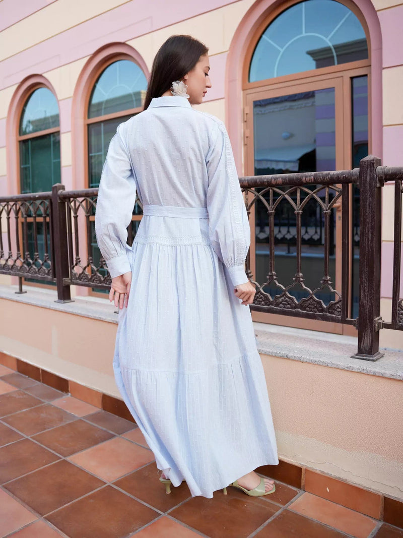 Viola Pastel Blue Long Dress Dresses  - Sowears