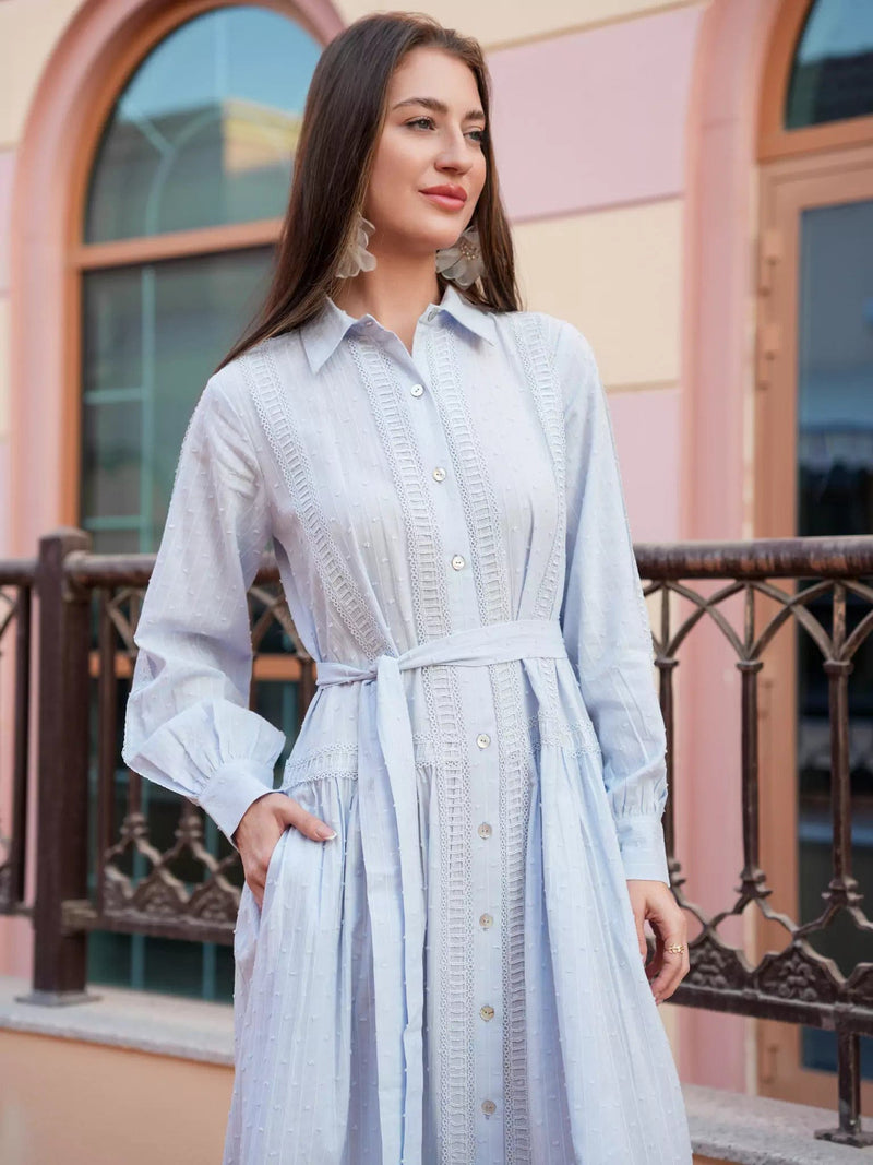 Viola Pastel Blue Long Dress Dresses  - Sowears