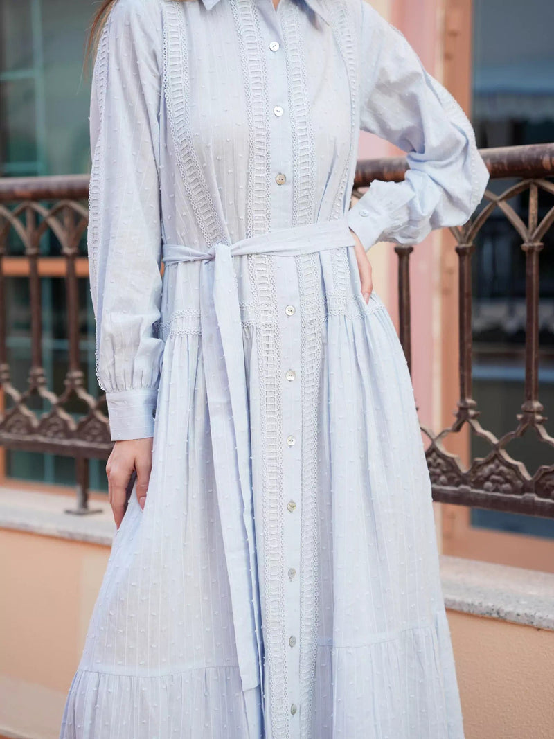 Viola Pastel Blue Long Dress Dresses  - Sowears