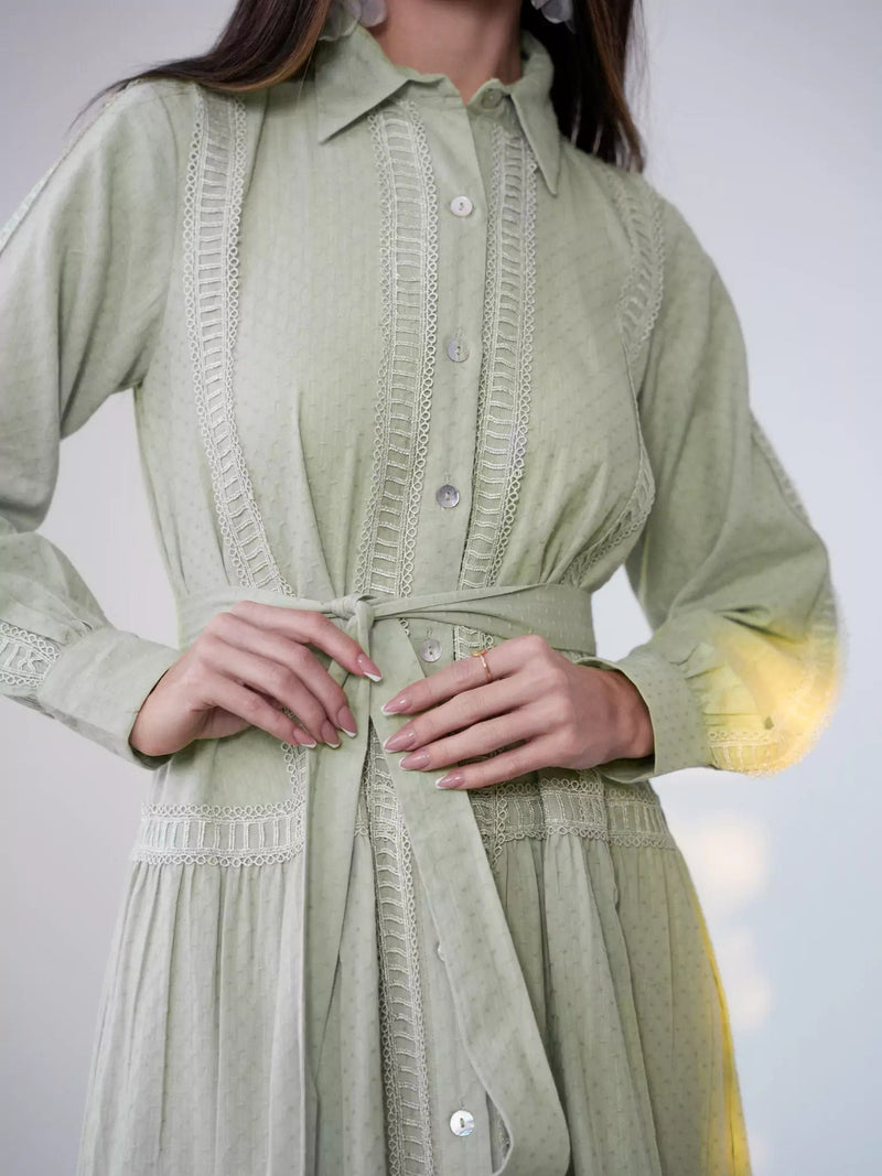 Viola Pastel Green Long Dress Dresses  - Sowears