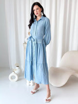 Viola Solid Dress - Blue Dresses  - Sowears