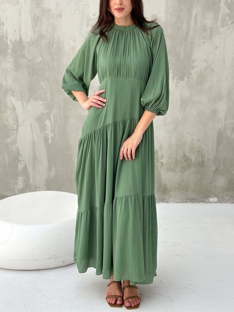 Virid Green Long Dress Dresses  - Sowears