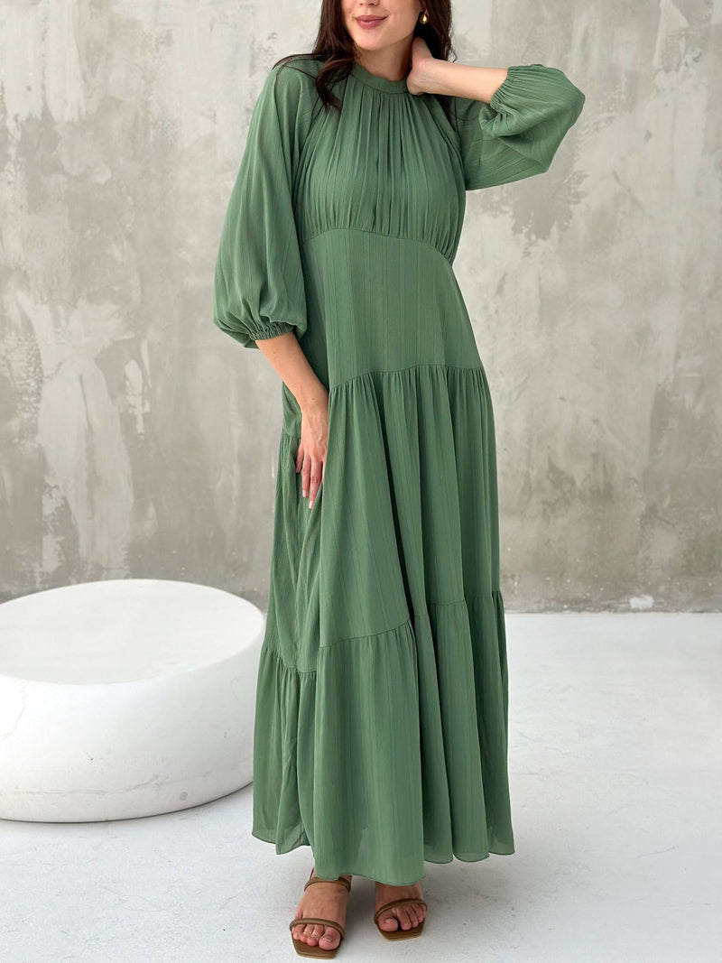 Virid Green Long Dress Dresses  - Sowears