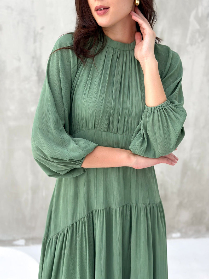 Virid Green Long Dress Dresses  - Sowears