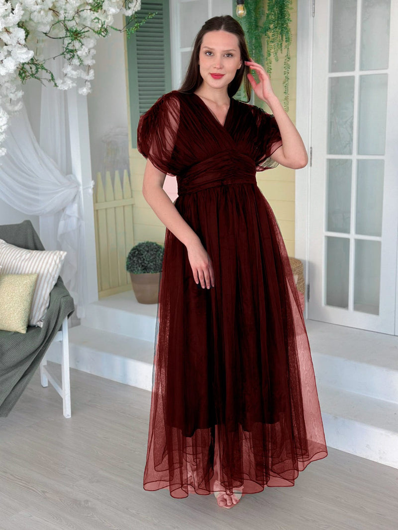 Whimsical Dress In Maroon Dresses  - Sowears