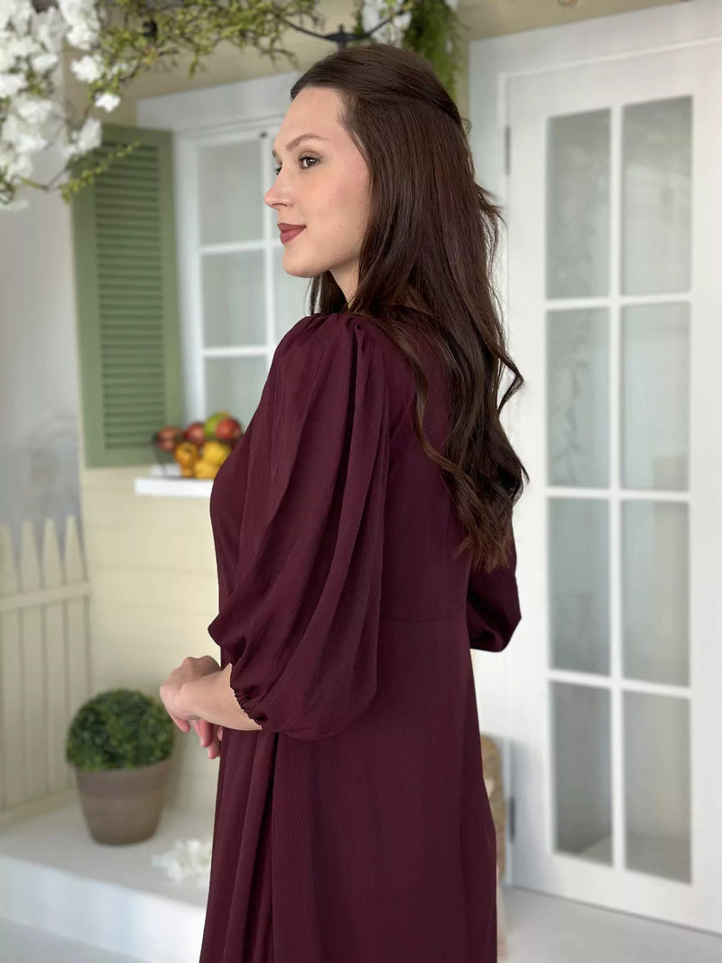 Whispering Petals Long Dress - Maroon Dresses  - Sowears