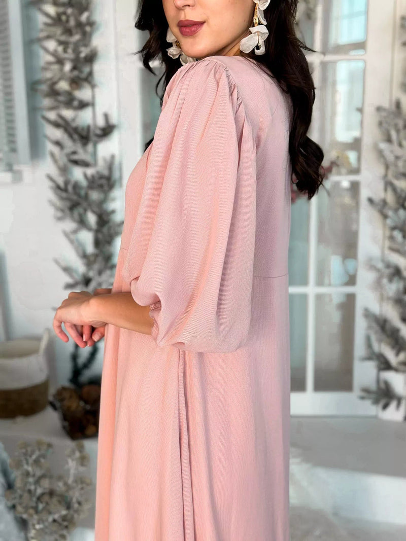 Whispering Petals Long Dress - Peach Dresses  - Sowears